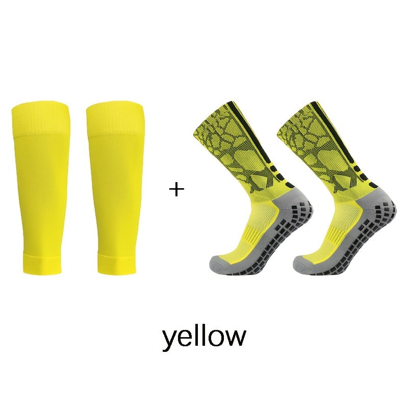 Silicone Non-slip Football Socks Set with Shin Guard Sock