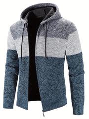 Men's Casual Hooded Cardigan Jacket Zip Up Sweater
