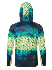 Men's UPF 50 Sun Protection Hooded Shirt Fish Scale Print