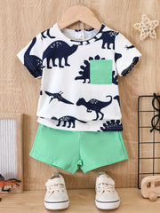 Baby Boy's Cartoon Graphic T-shirt & Shorts Set Kid's Outfit