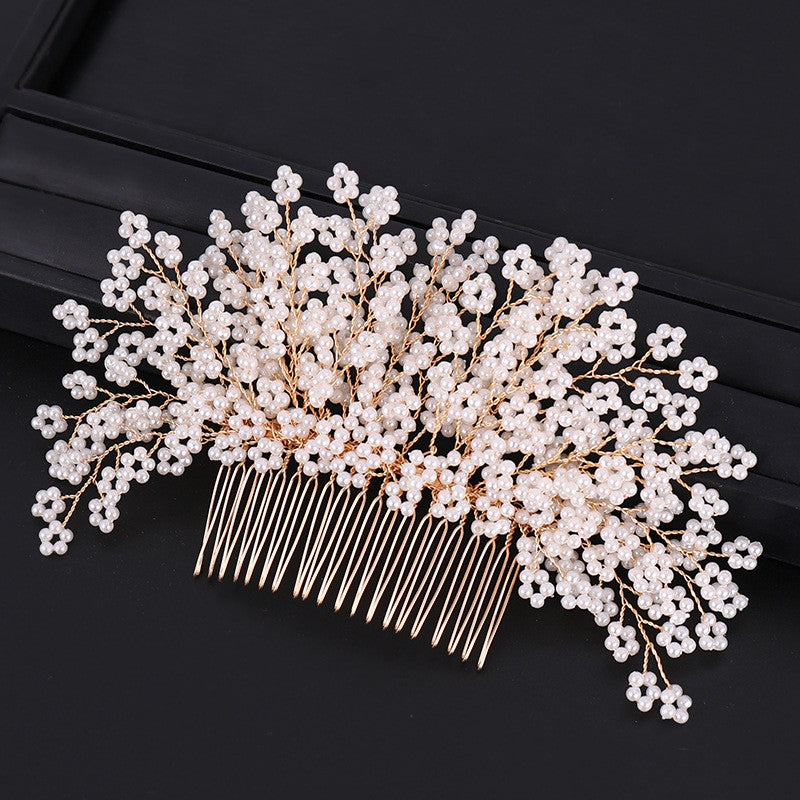 Boho Wedding Hair Vine Flower Clip with Pearls