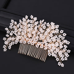 Boho Wedding Hair Vine Flower Clip with Pearls