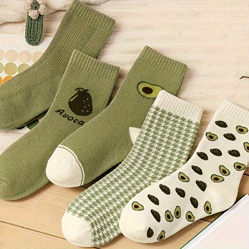 Avocado Print Mid Tube Socks Women's Stockings