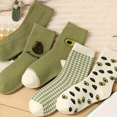 Avocado Print Mid Tube Socks Women's Stockings