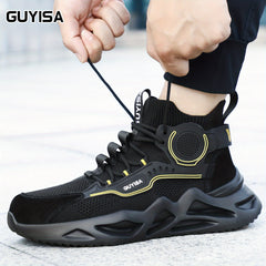 Men's Steel Toe High Top Work Safety Shoes Anti smashing Industrial Shoes