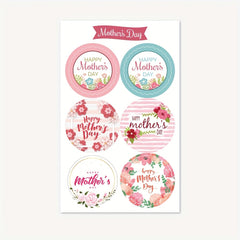 60pcs Heart Shaped Mother'S Stickers with Floral Designs and Messages