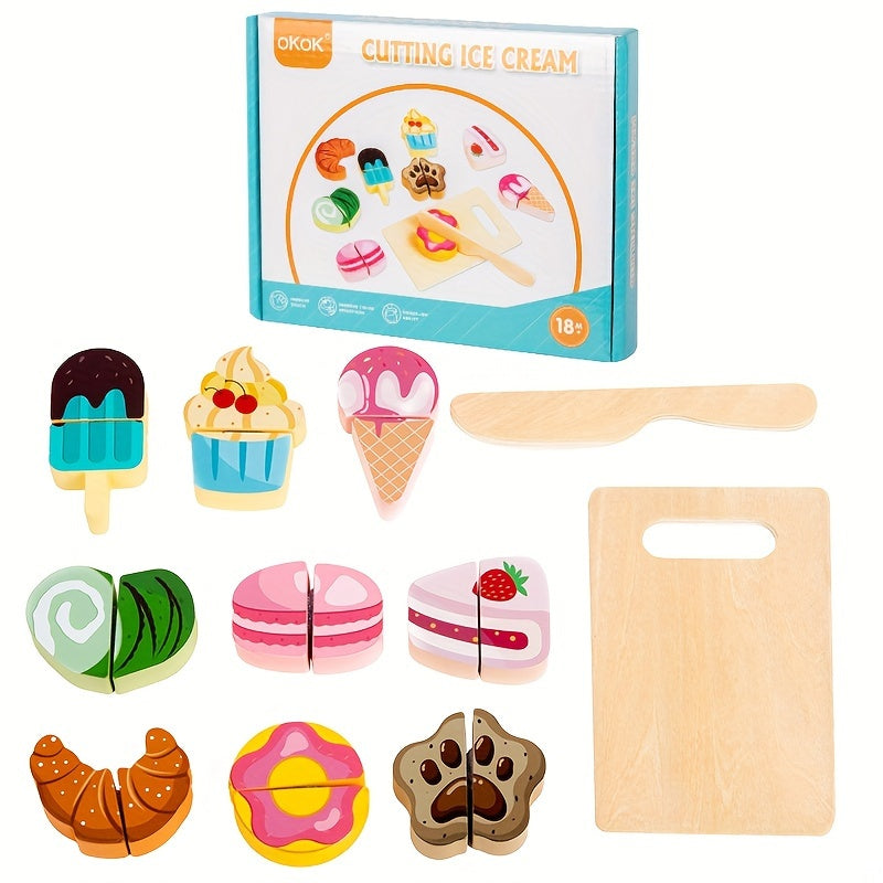 Colorful Wooden Food Cutting Toy Set for Kids