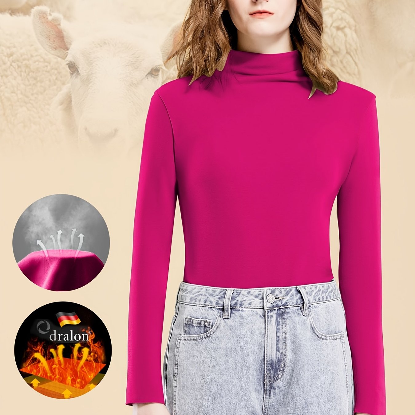 Women's Seamless Mid Neck Thermal Underwear Top