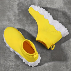 Girls Breathable Woven Sneakers Lightweight Anti Slip High Top Slip On Sneakers