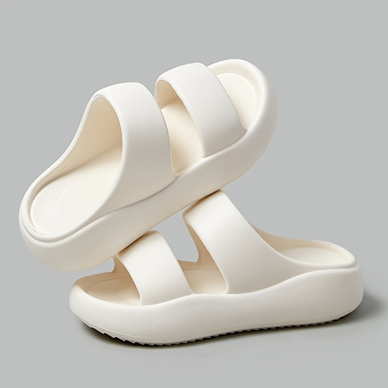 Women's Solid Sandals Double Strap Slip On Sports Shoes