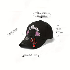 Smile Heart Embroidery Baseball Cap Y2K Solid Dad Hats Adjustable Sun Hat