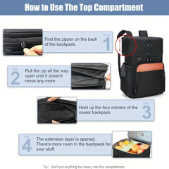 FLXUR Insulated Backpack Cooler Double Layer Waterproof Leakproof Expandable Hea