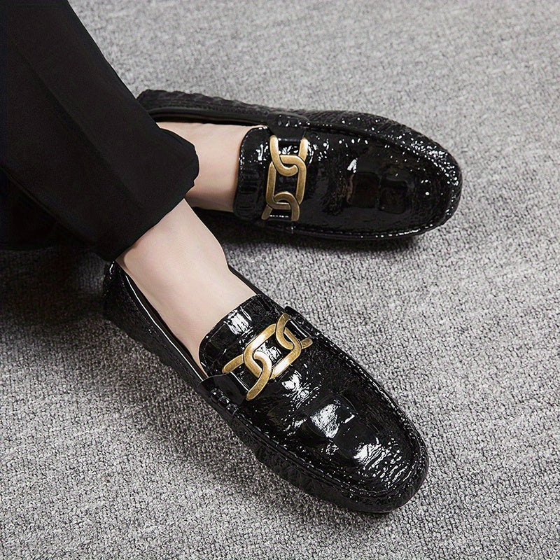 Crocodile Embossed Loafer Shoes Lightweight Non Slip Driving Shoes