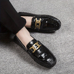 Crocodile Embossed Loafer Shoes Lightweight Non Slip Driving Shoes