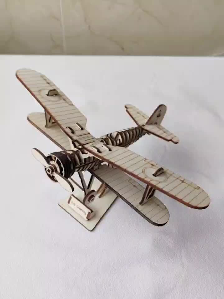 3D Biplane Puzzle Model Glue Mortise Tenon Structure Study Ornaments Handicraft