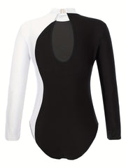 Girls' Long Sleeve High Neck Gymnastic Jumpsuit