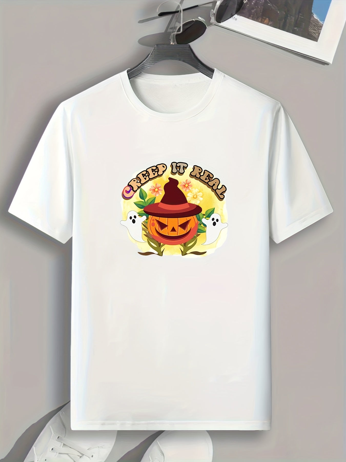 Halloween Pumpkin Pattern Print Men's Sports T-shirt