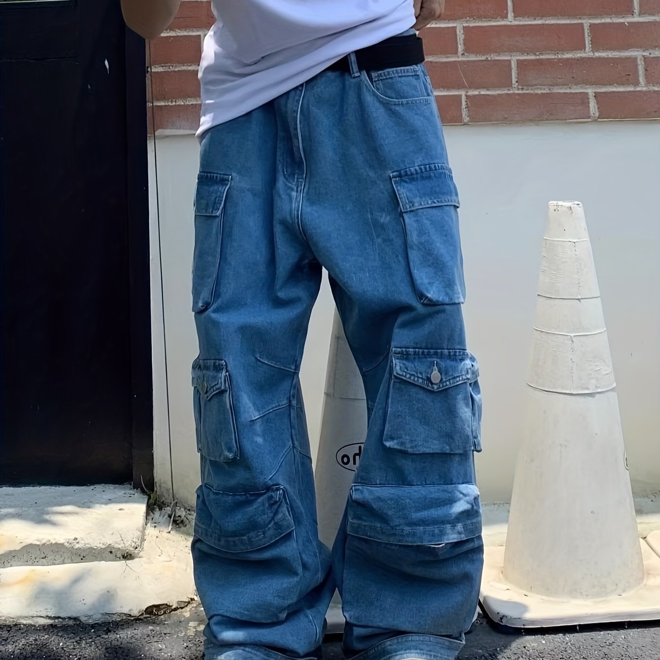 Men s Wide Leg Flap Pocket Trousers