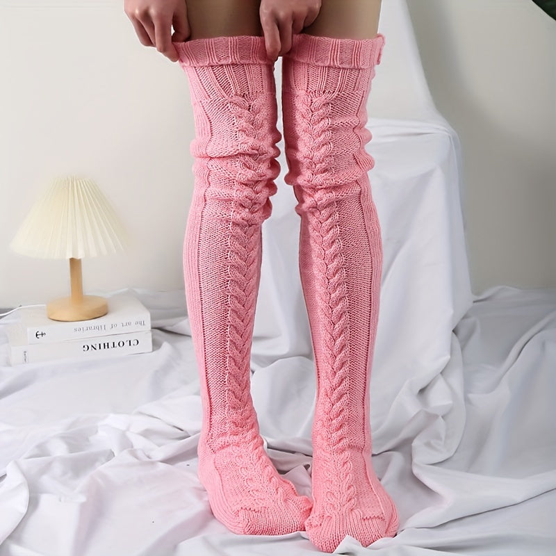 Knitted Thigh High Socks Women's Stockings