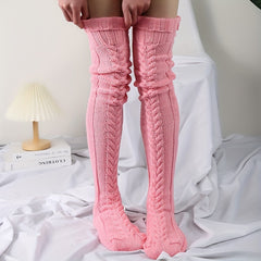 Knitted Thigh High Socks Women's Stockings