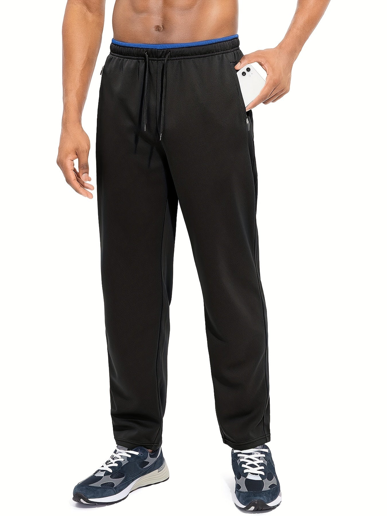 Men's Solid Quick Dry Training Jogger Sweatpants Zipper Pocket