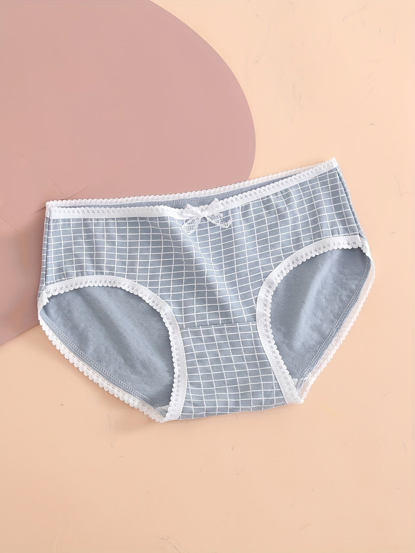 5pcs Heart & Plaid Print Briefs Comfy Intimates Panties