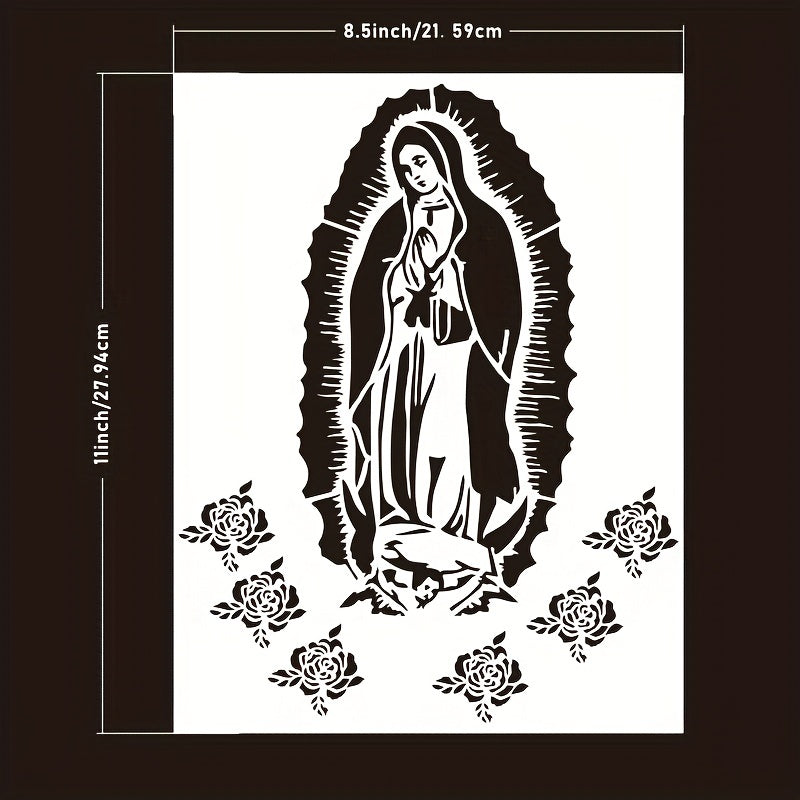 Virgin Mary Stencil 21x59 cm for Painting Wall Wood Fabric Furniture
