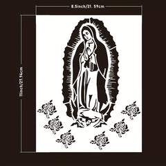 Virgin Mary Stencil 21x59 cm for Painting Wall Wood Fabric Furniture
