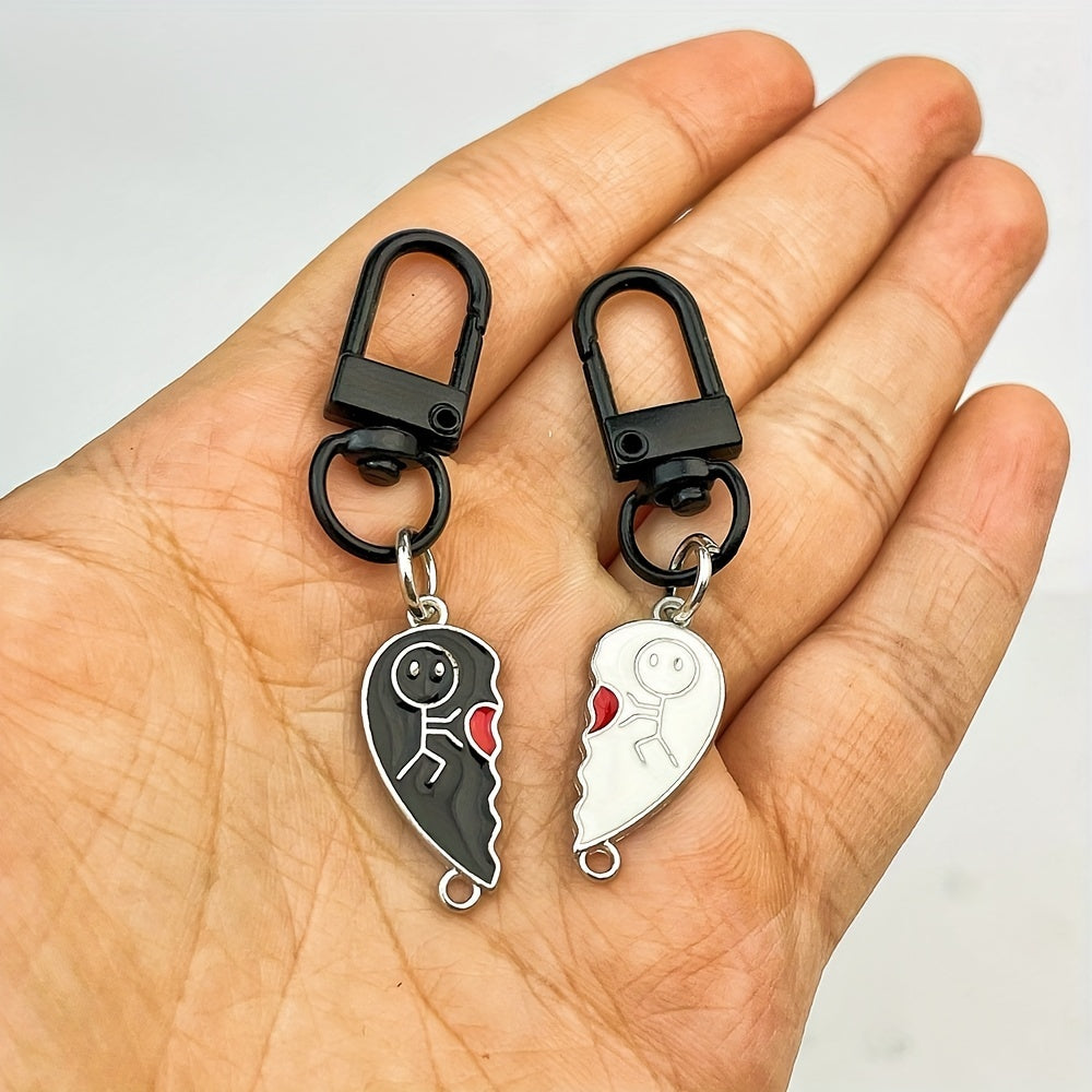 2pcs Heart Keychain Set for Bags Purses Car Keys