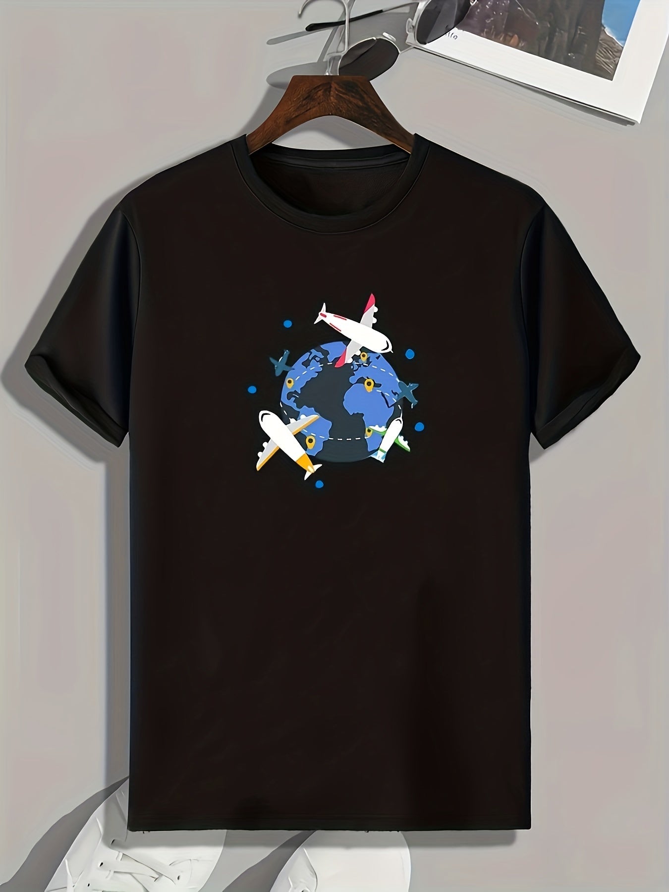 Plane And Earth Graphic Tee For Men
