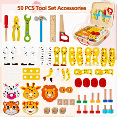 Animal Assembly Toolbox Wooden Toy Pretend Play Enhances Creativity