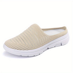Women's Breathable Knit Mule Sneakers Lightweight Slip On Shoes