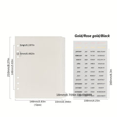 12pcs A5 Transparent Spiral Binder with Gilded Stickers Diary Book Separator