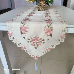 Pastoral Style Flower Embroidery Table Runner Set