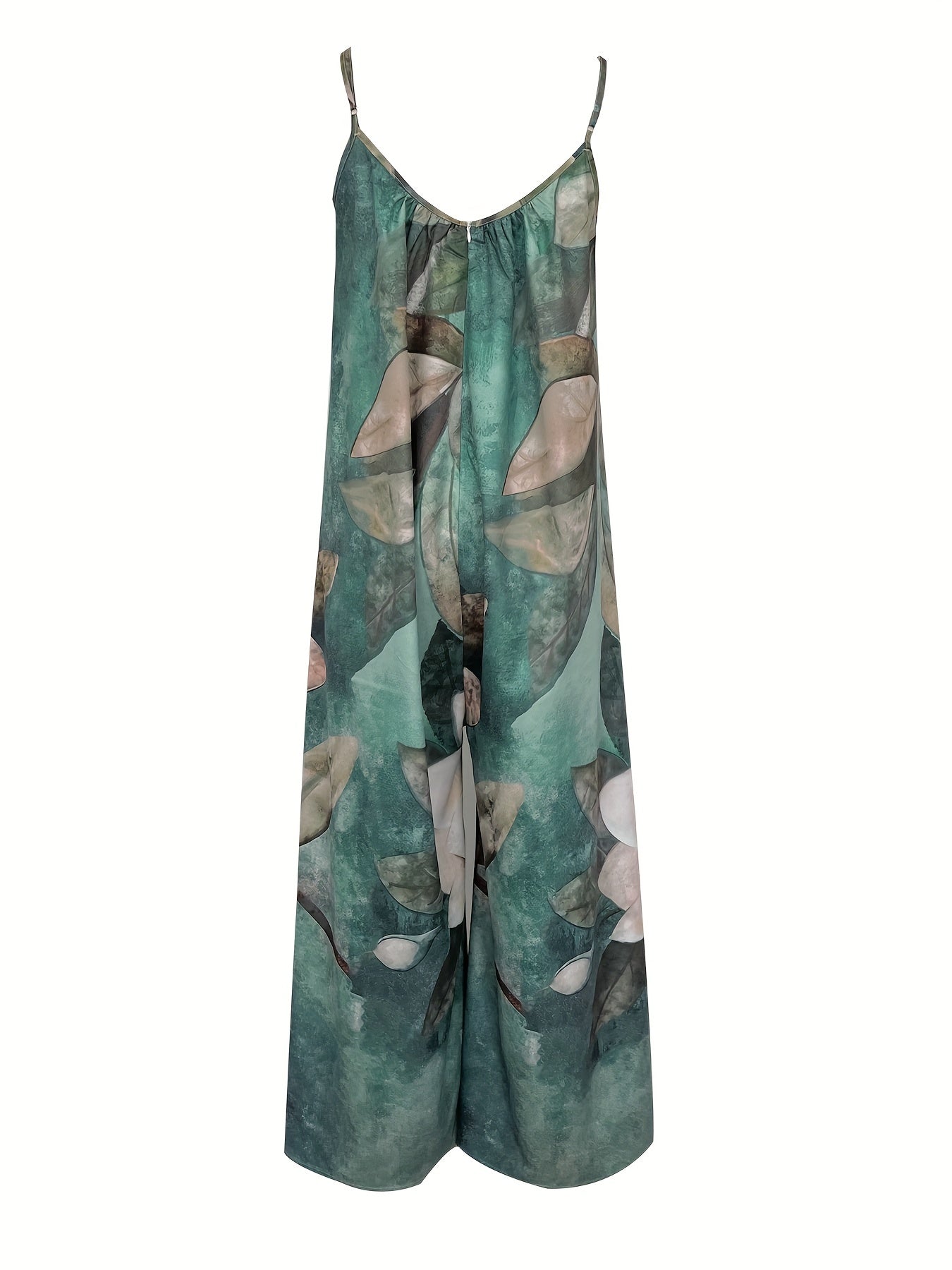 Vintage Floral Print V Neck Wide Leg Jumpsuit