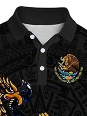 Eagle Snake Pattern Men's Casual Short Sleeve Shirt