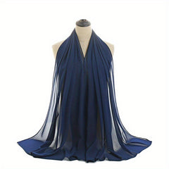 75D Pearl Chiffon Long Scarf Plain Scarf For Men Women