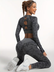 Camouflage Yoga Workout Set Top & Leggings Suit Women's Activewear