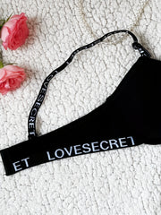 Letter Print Push Up Bra Breathable Adjustable Women's Lingerie