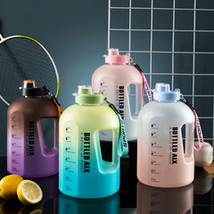 2200ML Large Capacity Water Bottle with Time Marker Gradient Design