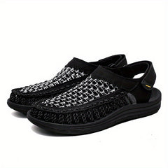 Men's Slip On Woven Sandals Breathable Non Slip Beach Shoes