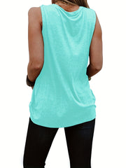 Be Real Letter Print Tank Top Casual Scoop Neck Sleeveless Tank Top
