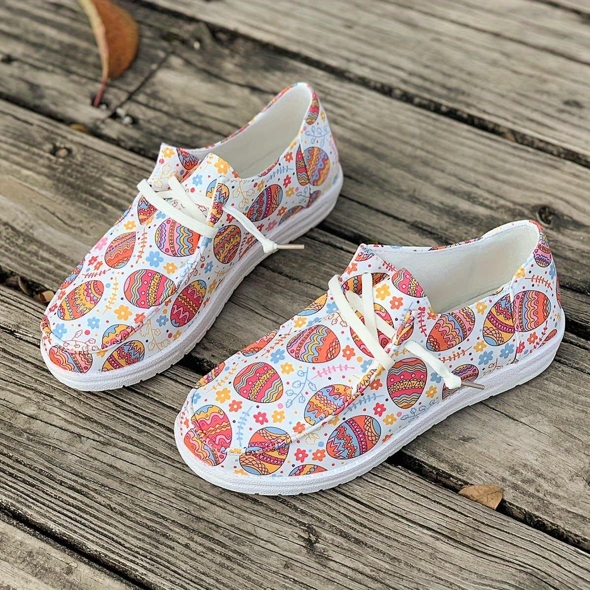 Colorful Pattern Flat Skate Shoes Non Slip Sneakers Lightweight
