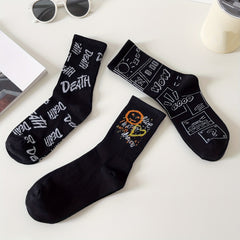 3 Pairs Letter Print Socks Comfy & Breathable Women's Stockings