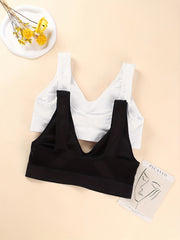 2 Pack Plus Size Bra Set Women's Plus Solid Hollow Mesh Yoga Sportwear Bra 2pcs