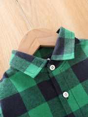 Boys Plaid Long Sleeve Shirt Fall Blouse