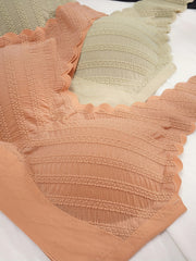 3pcs Lace Wireless Bras Comfy Scallop Trim Bra Women's Lingerie