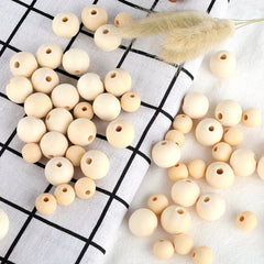 20pcs Natural Unprocessed Wooden Beads 25mm for DIY Crafts Home Party Decor