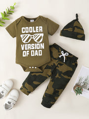 Infant Boys Cooler Dad Short Sleeve Onesie & Pants & Hat Set
