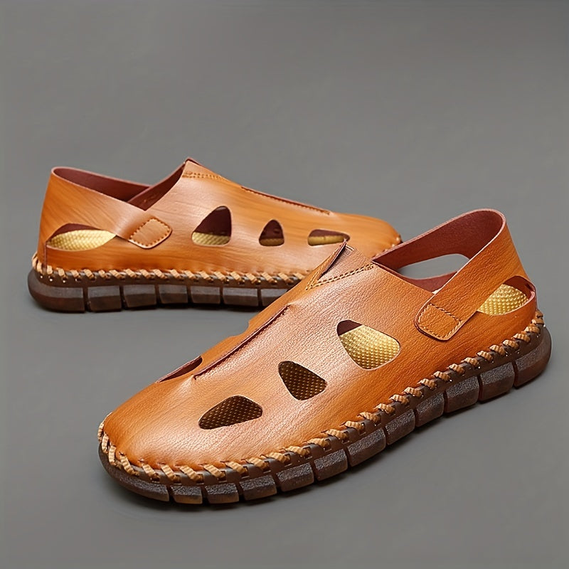 Men's Vintage Cut Out Slip On Sandals Breathable Outdoor Walking Shoes